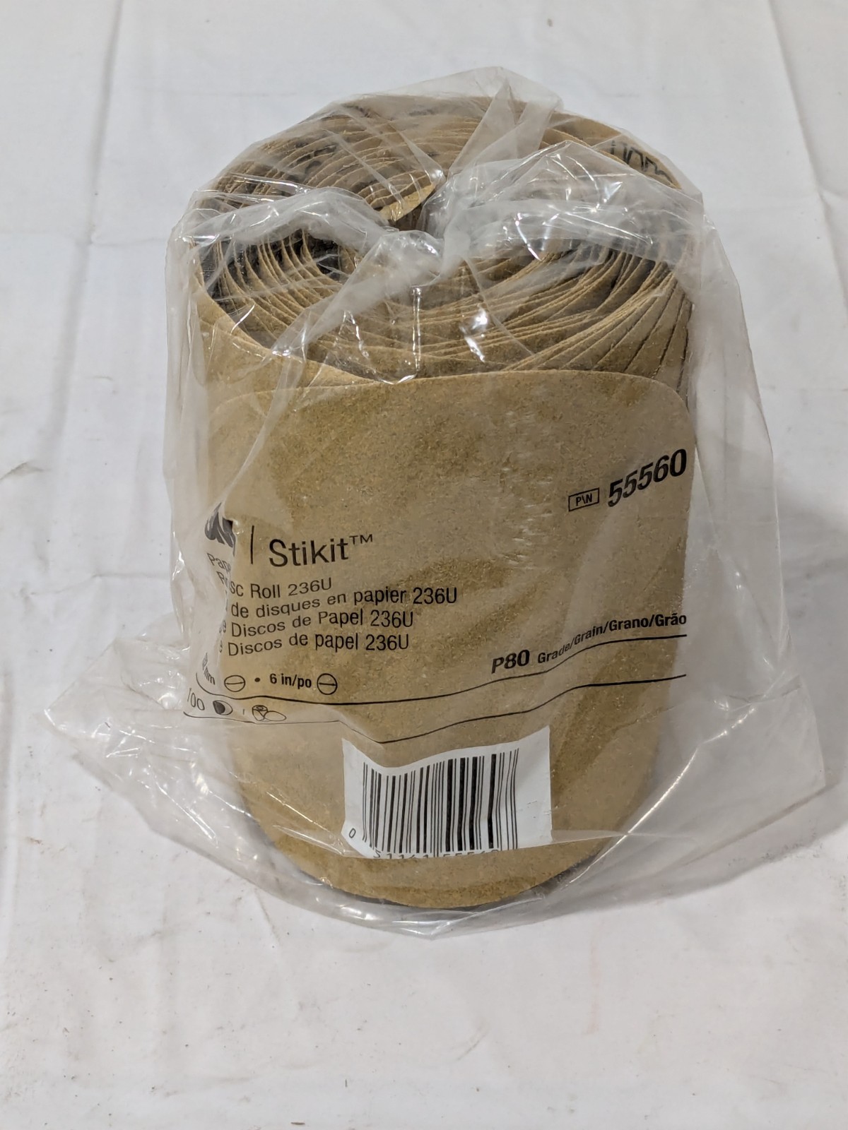 3M 6″ Dia PSA Disc Roll: 80 Grit, Aluminum Oxide Roll of 100 55560