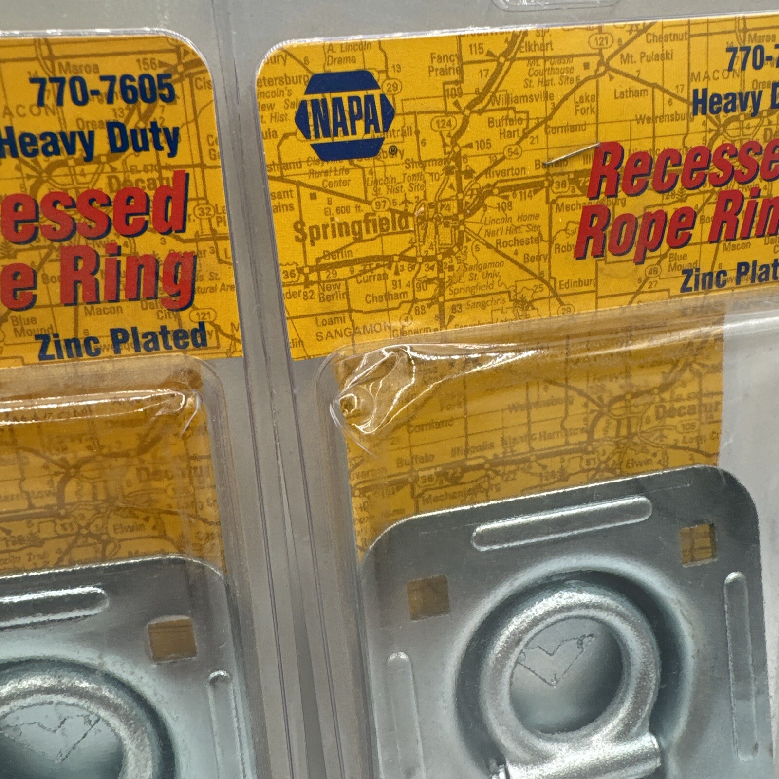 (Qty 2) NAPA Recessed Rope D Ring / Tie Down Ring Zinc Plated Steel 770-7605