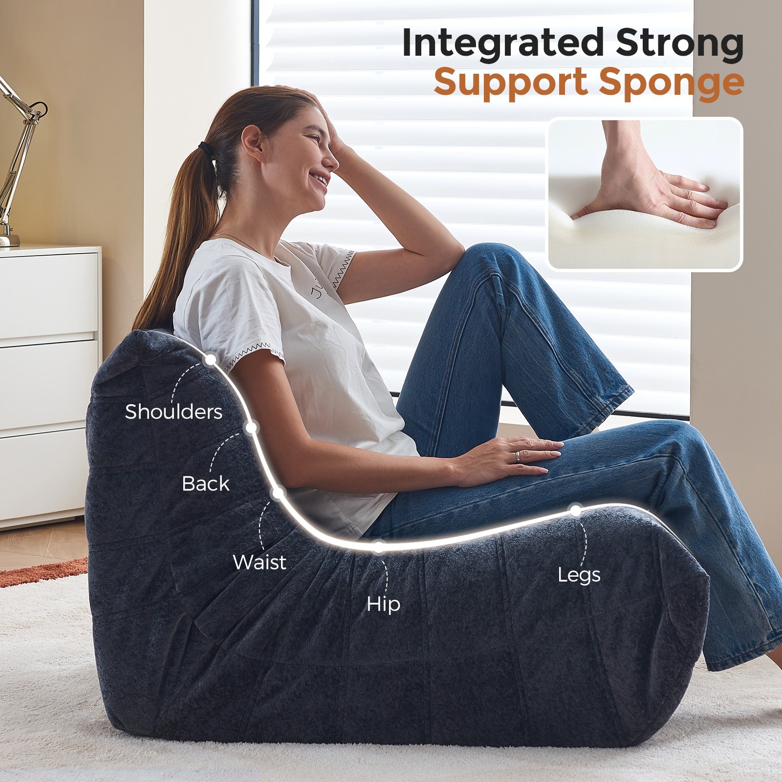Bean Bag Chairs for Adults Teens Kids, Fireside Chair Bean Bag Lounger with Memo