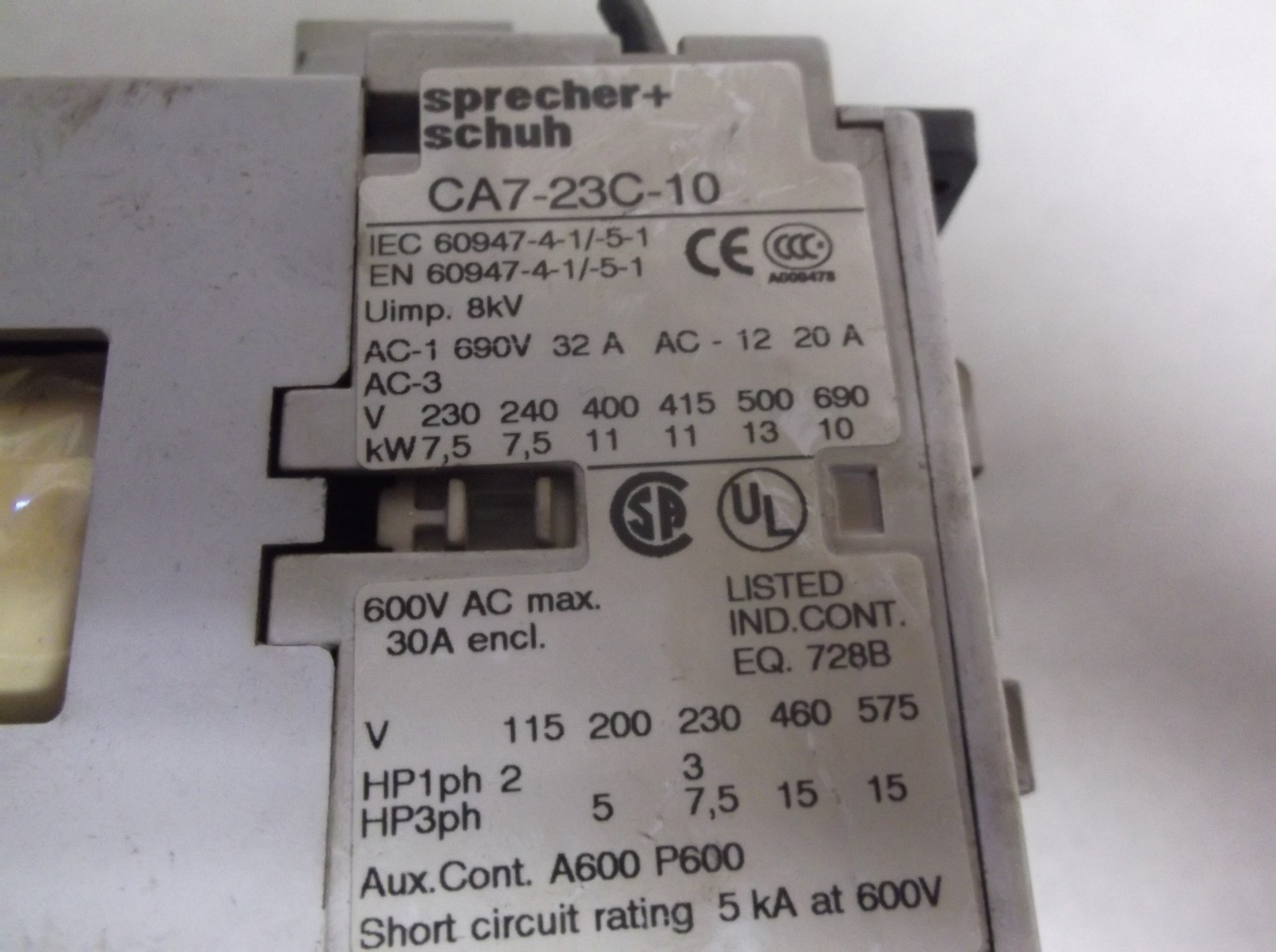 Sprecher + Schuh CA7-23C-10 Contactor Assembly Cat CEP7-M3R Series B