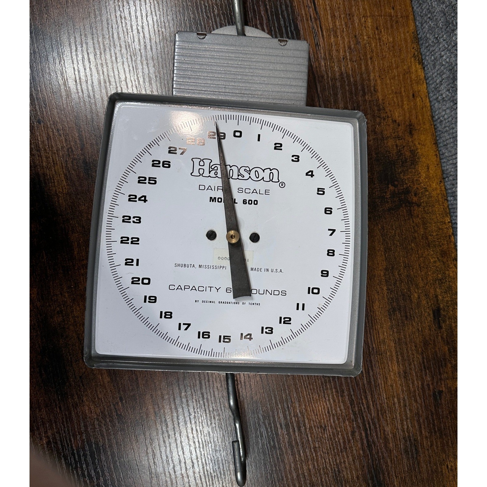 Hanson Model 600 Dairy Scale Vintage 60 LB Capacity Hanging Metal Scale USA Made
