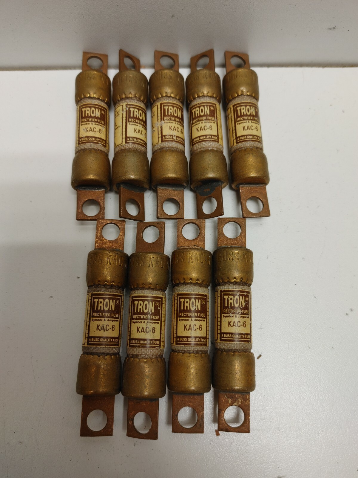 LOT OF 9 NEW OLD STOCK! BUSSMANN TRON 6A 600V RECTIFIER FUSES KAC-6