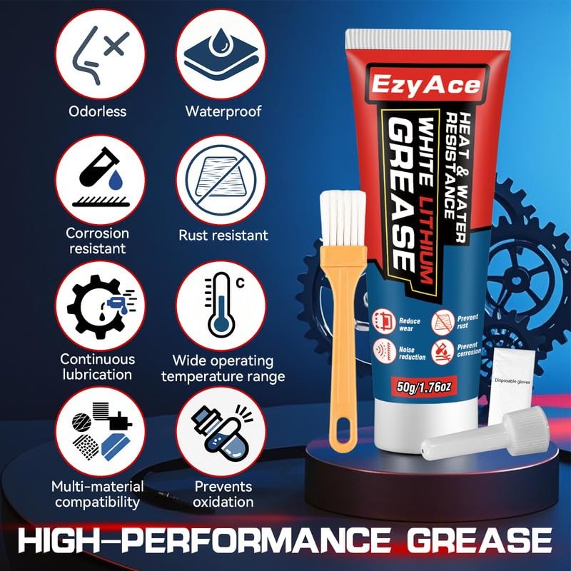 White Lithium Grease, Garage Door Lubricant, Multi-Purpose Bike Grease 1.76oz