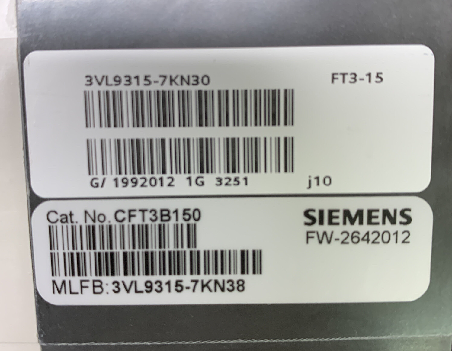 SIEMENS 3VL9315-K7N38 CIRCUIT BREAKER TRIP UNIT Cft3b150