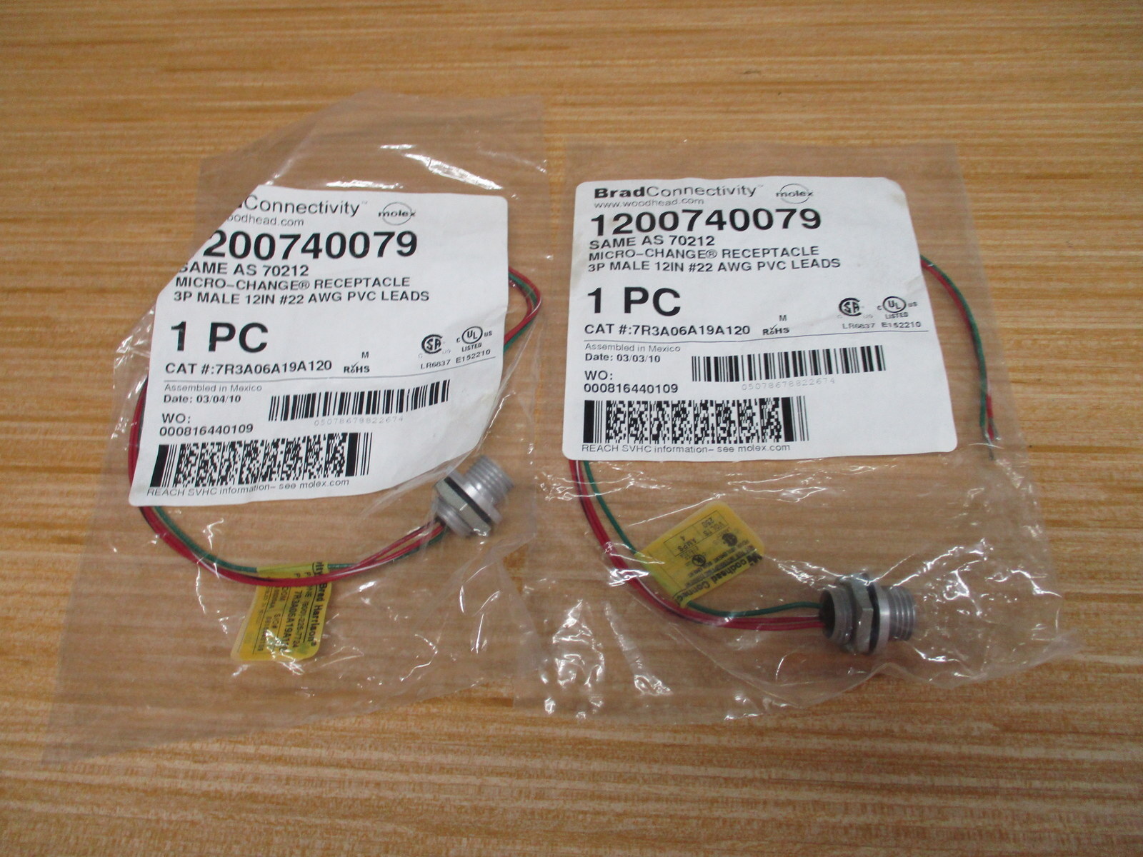 Woodhead 7R3A06A19A120 Brad Connectivity Receptacle Molex 1200740079 (Pack of 2)