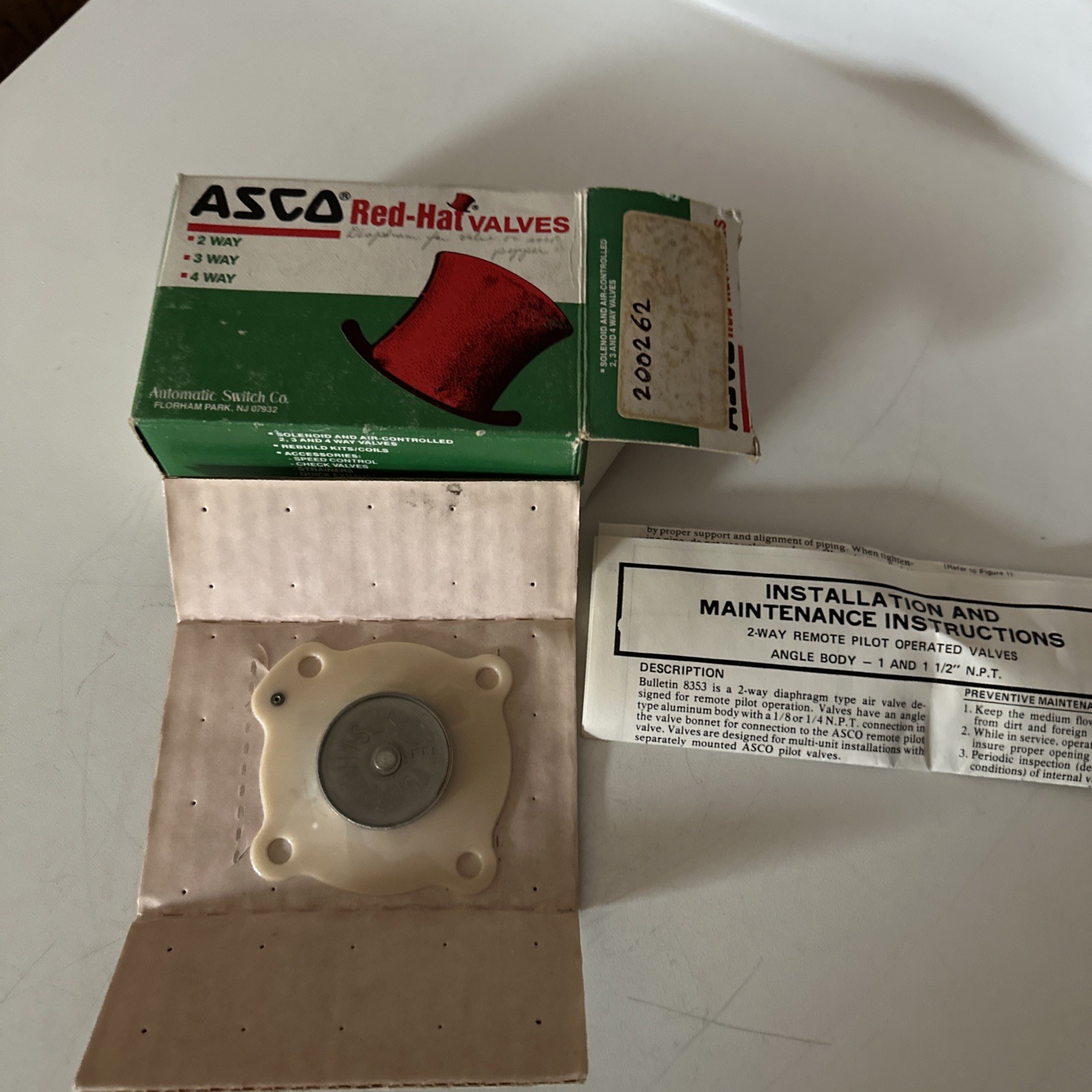 ASCO Red Hat 200262 Solenoid Valve Diaphragm Rebuild Kit OEM