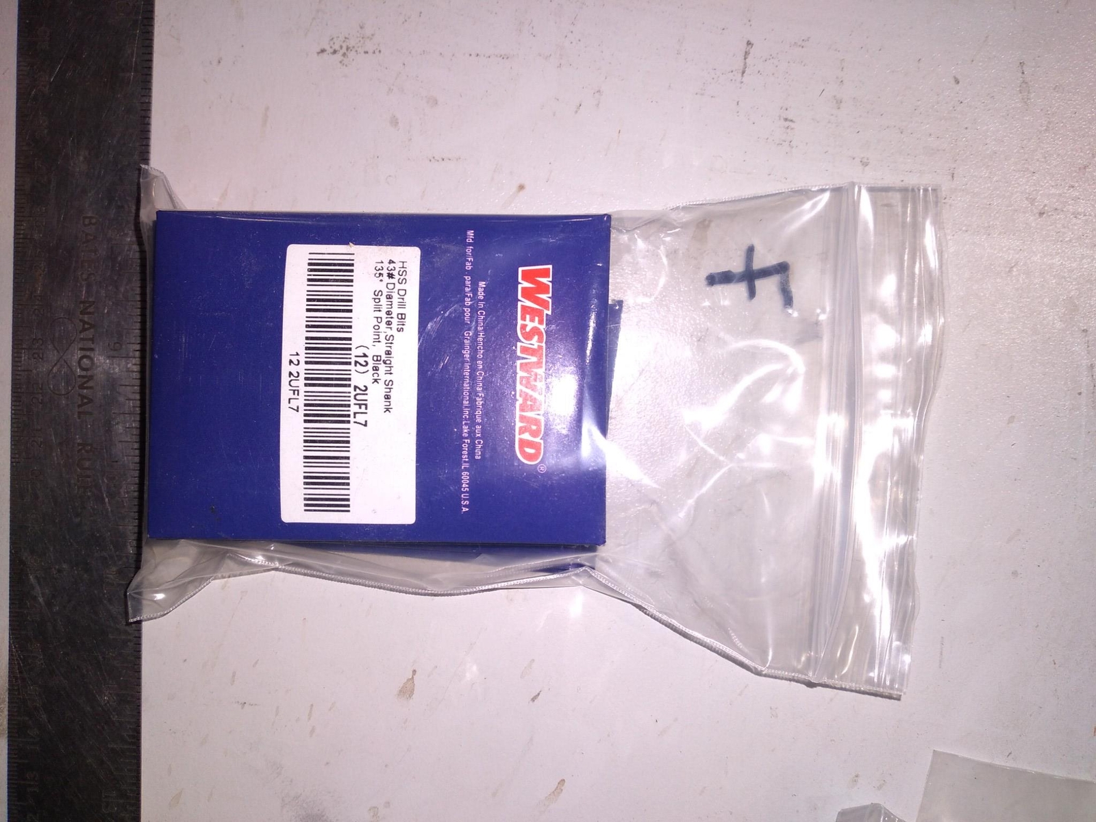 WESTWARD HSS DRILL BITS 2UFL7 12/PK #43 Jobber Length 1 1/4 in Flute Lg, 2 1/4