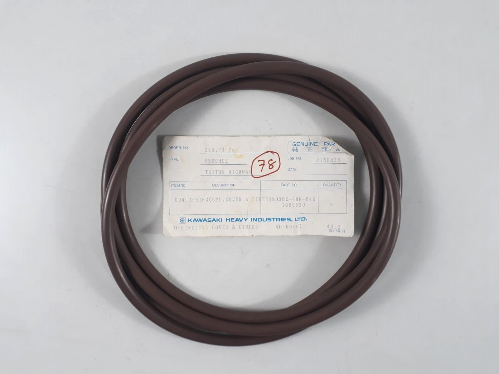 O-Ring P/N 90302-49K-046 1866530 For Kawasaki 8S60MCE Genuine Parts (PACK 4)