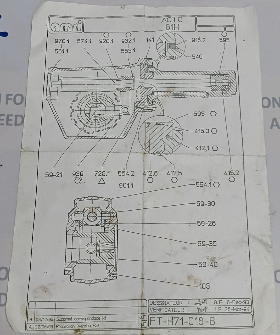 KSB AMRI ACTO 61H FT-H71-018-B Sealing Kit / Seal Repair Kit