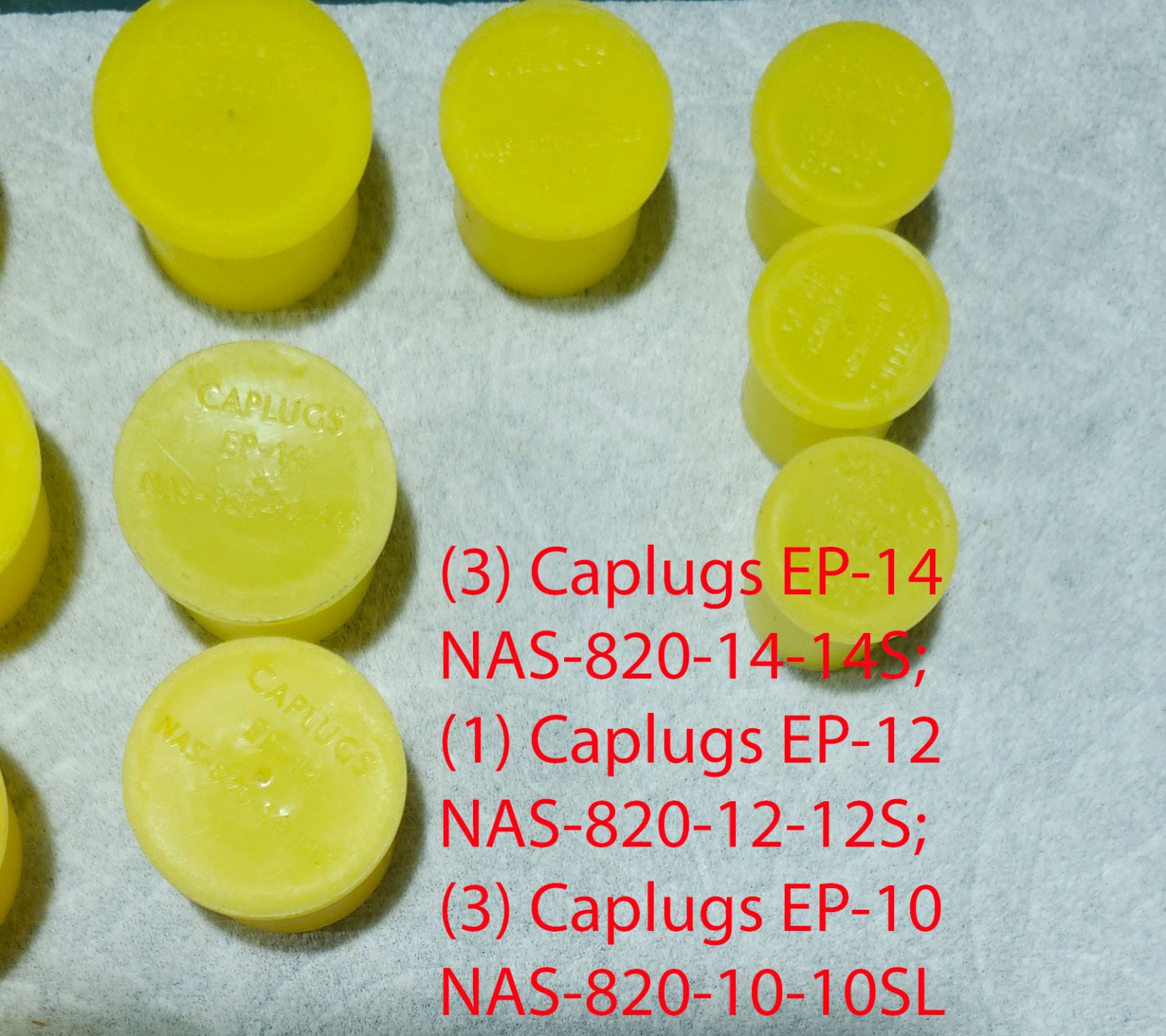 Lot of 36 Caplugs + 8 Other Brand Caps – Mixed Sizes