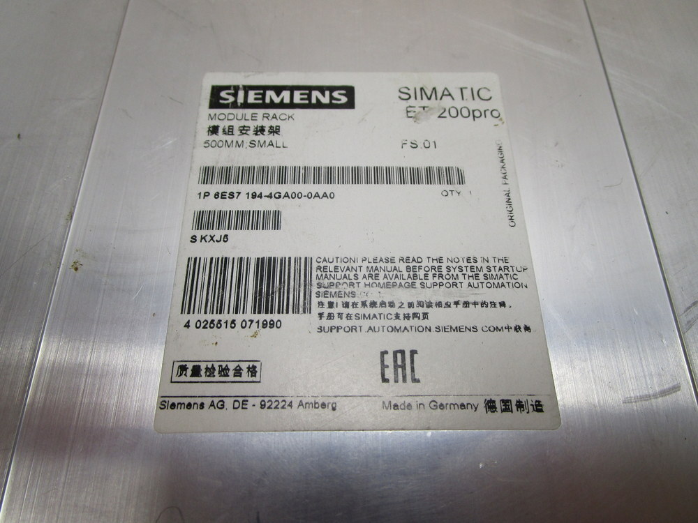Siemens 6ES7 194-4GA00-0AA0 Module Rack S KXJ5