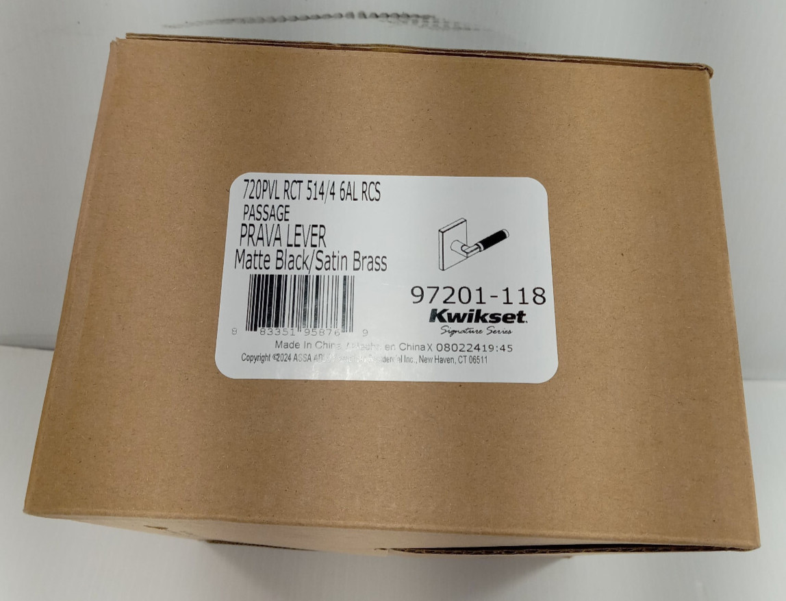 1 NEW KWIKSET 97201-118 MATTE BLACK SATIN BRASS PRAVA LEVER NIB ***MAKE OFFER***