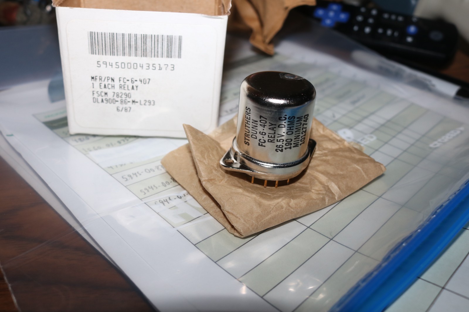 NOS Struthers Dunn 26 volt Relay PN FC-6-407 5945-00-043-5173