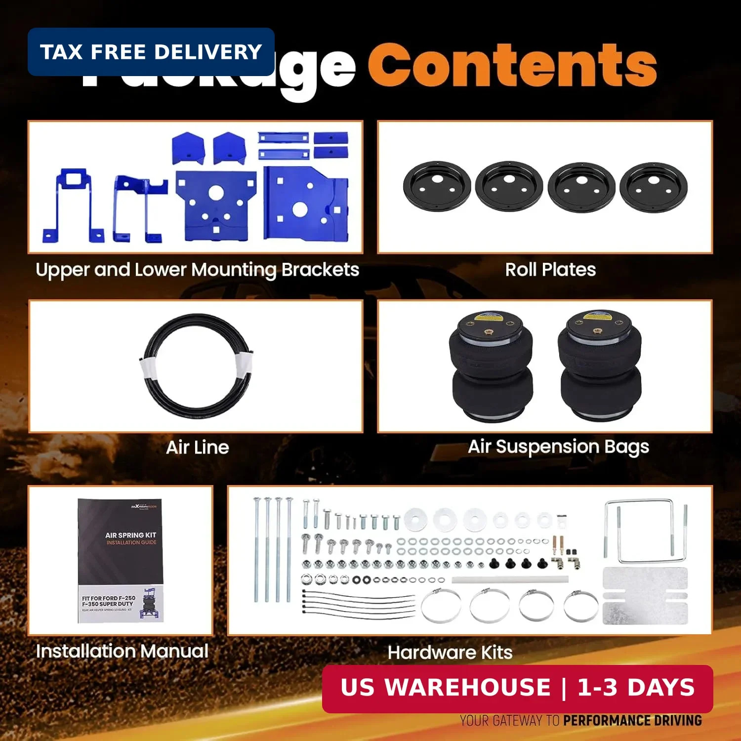 maXpeedingrods 5000 lbs Rear Air Suspension Bags Kit for Ford F-250 F-350 4WD 20