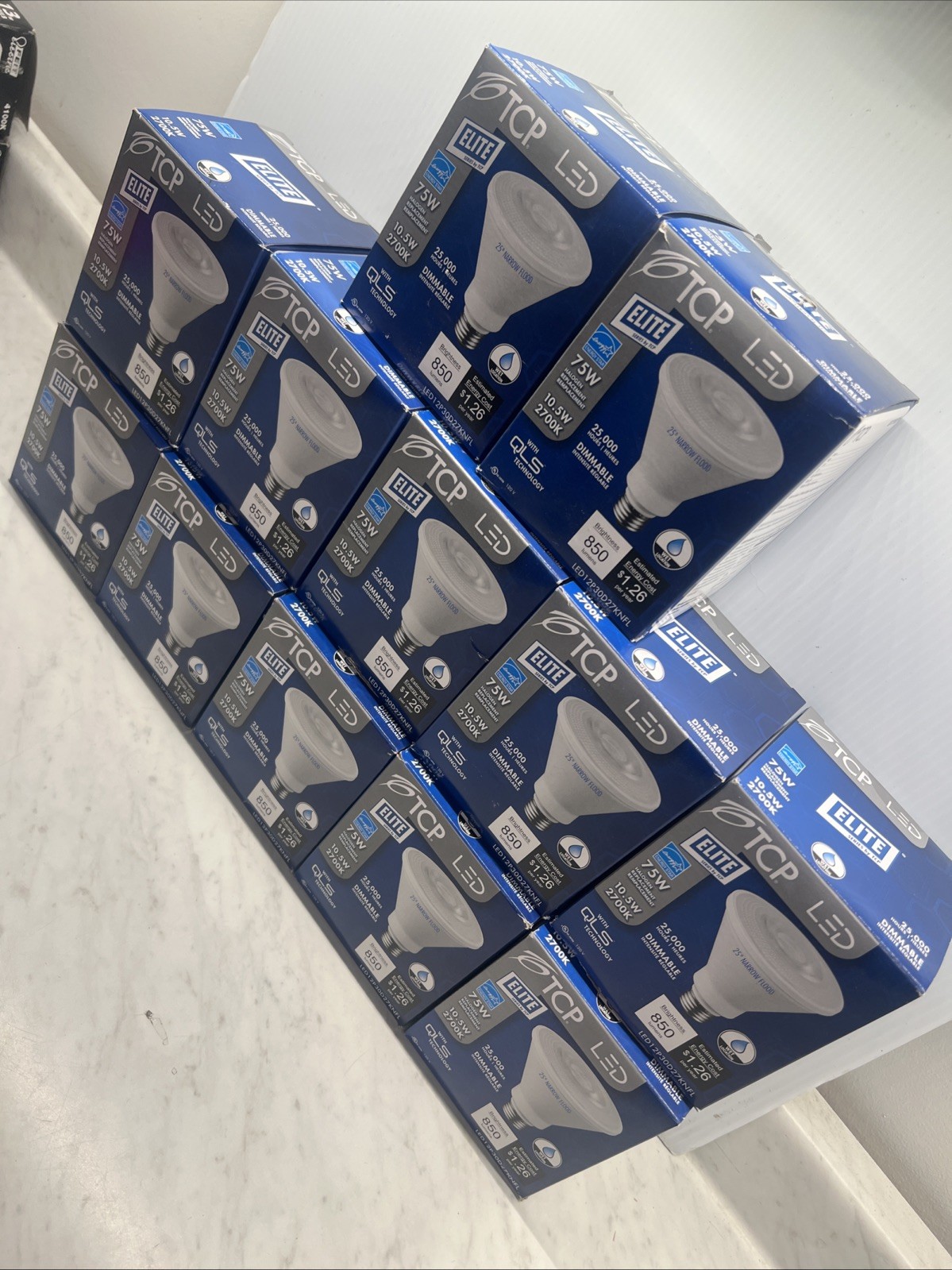 TCP Elite LED Lot of 12, 850 Lumens 10.5 2700K Dimmable Long Neck Lamp NIB