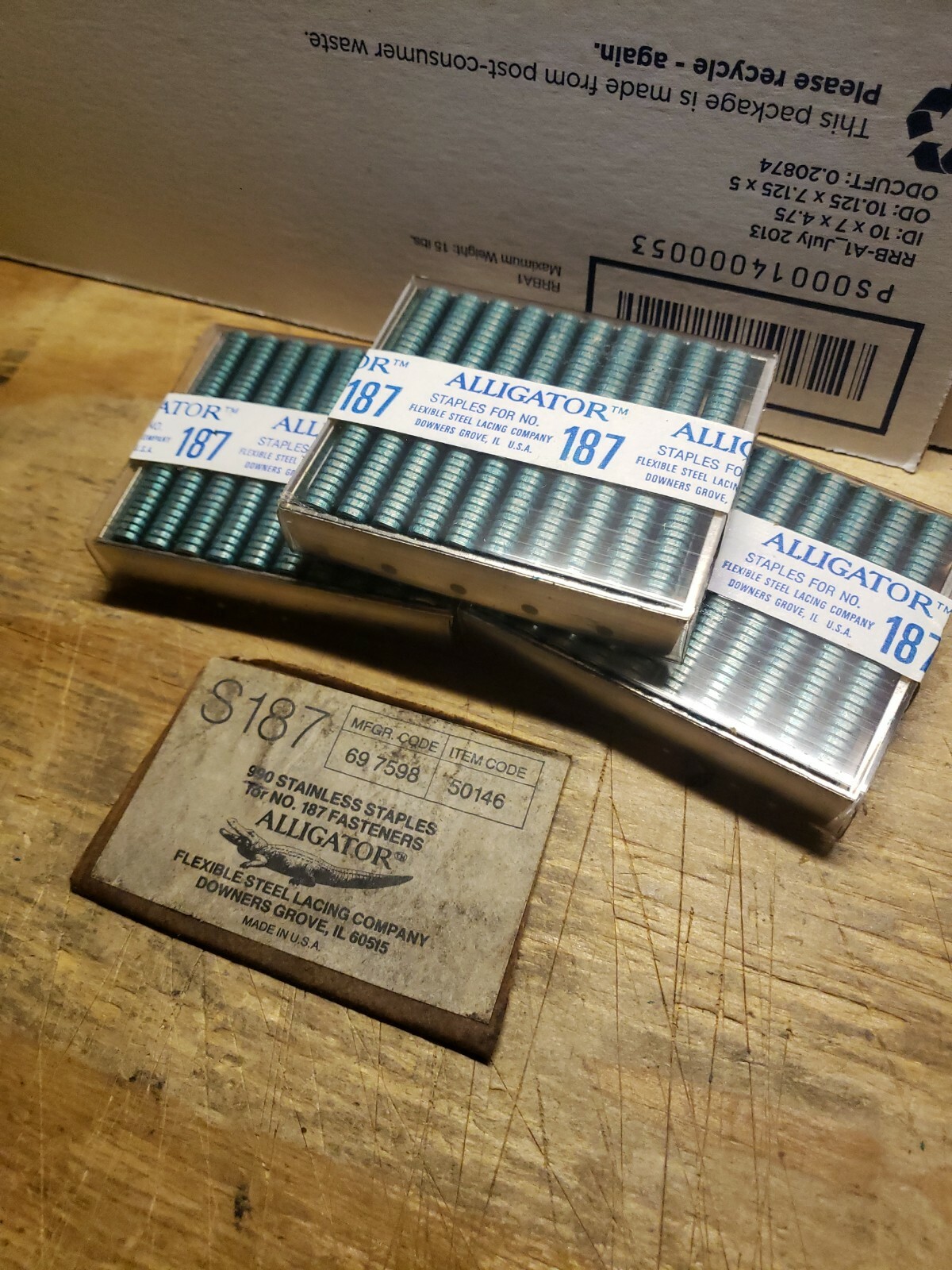(990)..ALLIGATOR STAINLESS STAPLES FOR S187 FASTENERS 50146…LOT OF 3 BOXES..