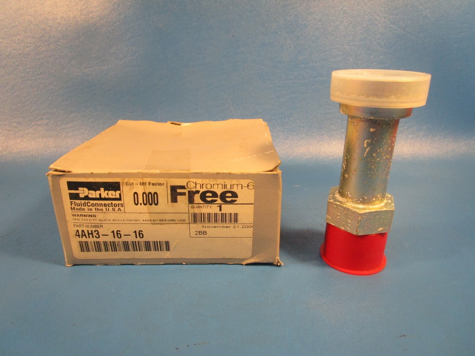 Parker 4AH3-16-16 Adapter, Straight 1″ SAE Code 61 Flange, 37 D Flare 4.09″ Long