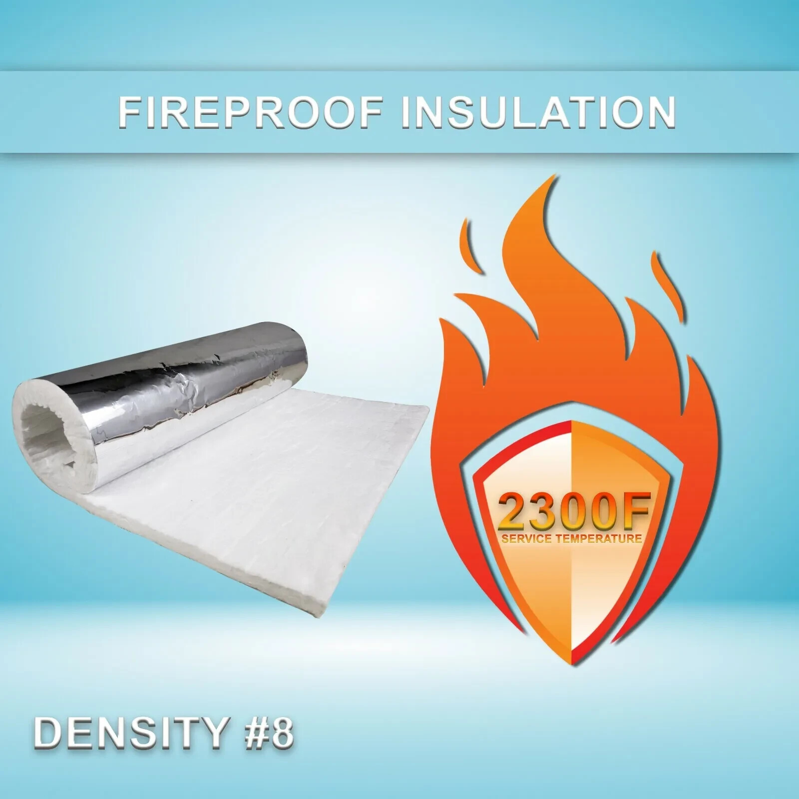 Foil Faced Ceramic Blanket 2300F 8# 1″ x 24″ x 36″ HVAC Duct Insulation