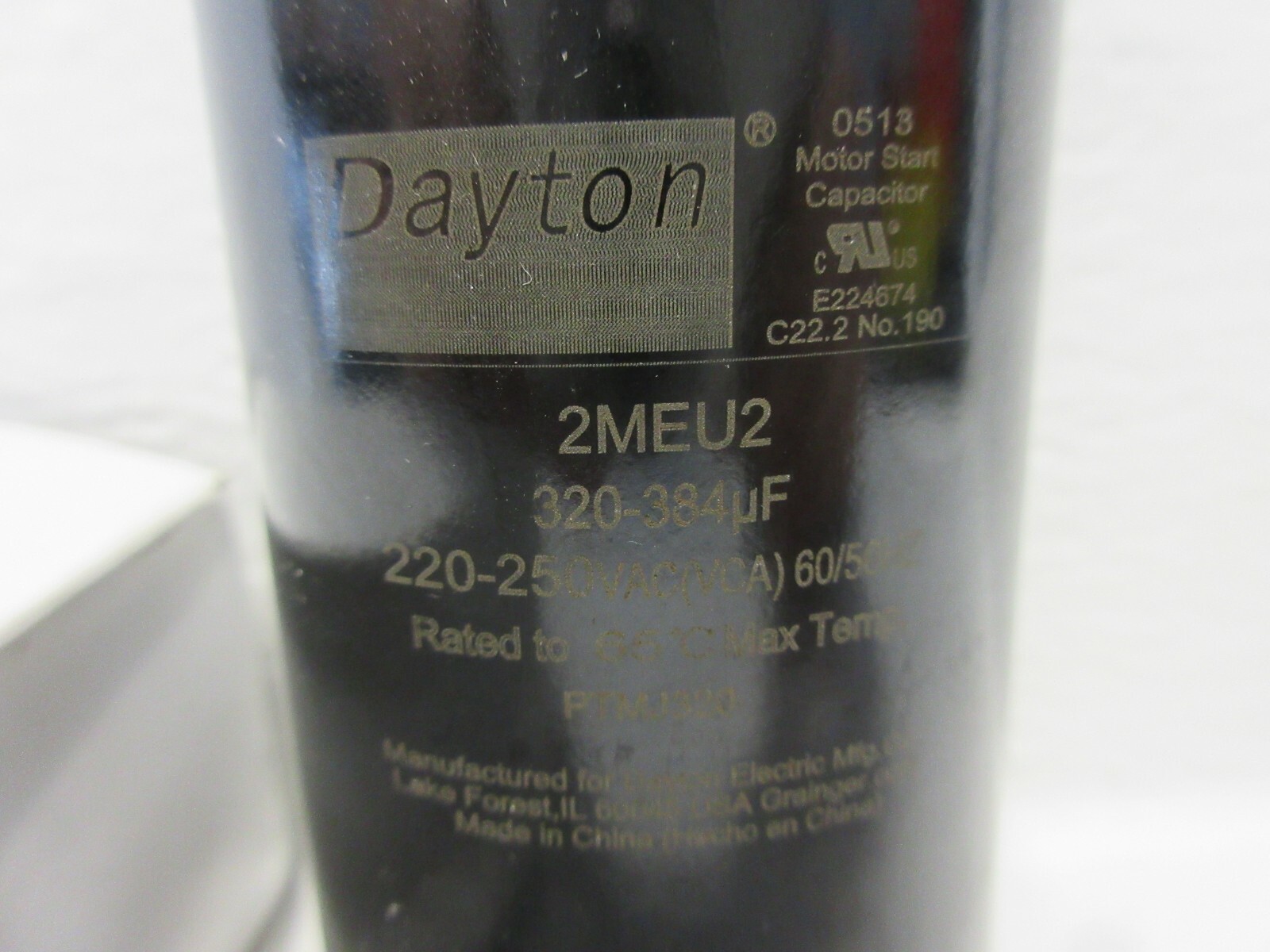 DAYTON 2MEU2 NEW MOTOR START CAPACITOR 320-384MFD ROUND 220-250VAC (VCA) 2MEU2
