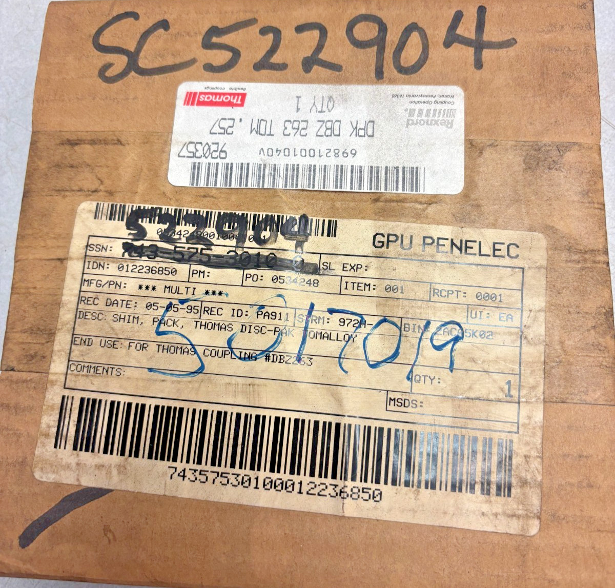 Thomas 69821001040V DPK DBZ 263 TOM .257 Industrial Pump / Compressor Part