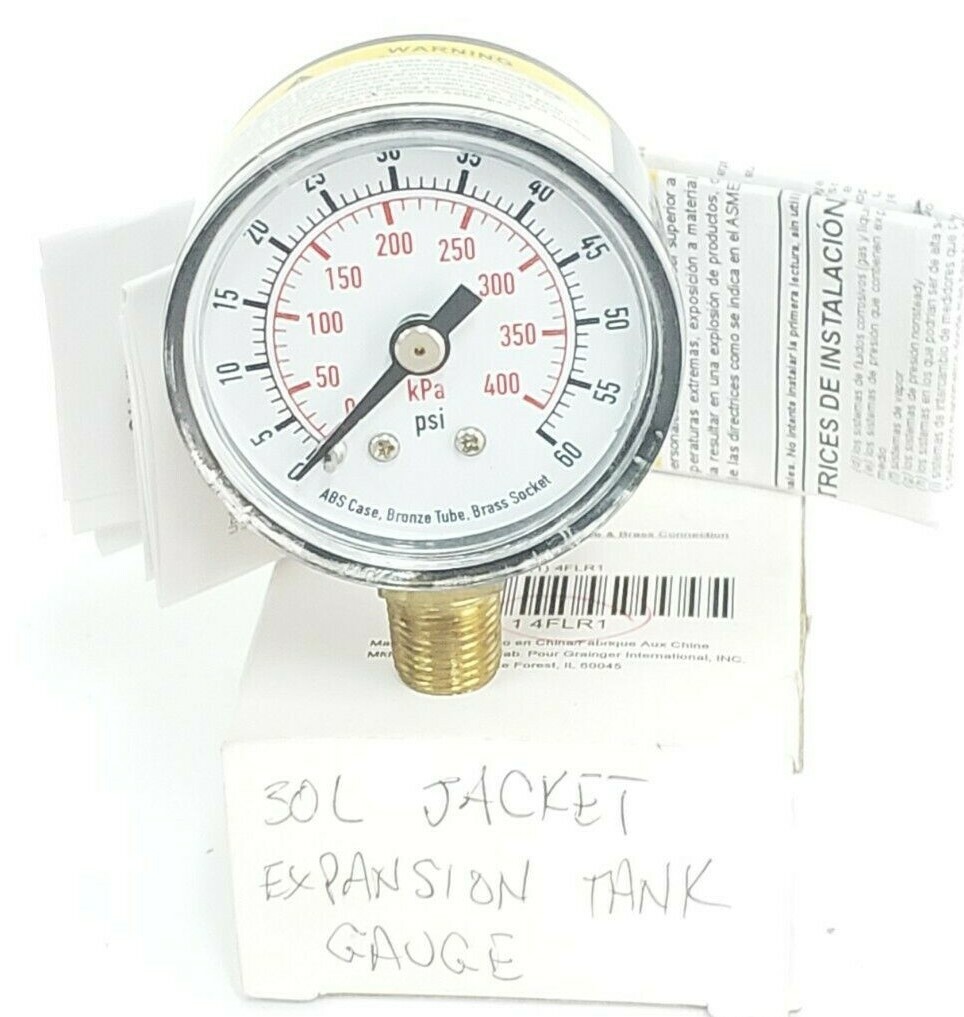 LOT OF 2 NEW GENERIC 4FLR1 PRESSURE GAUGES SIZE: 1-1/2” PSI: 0-60