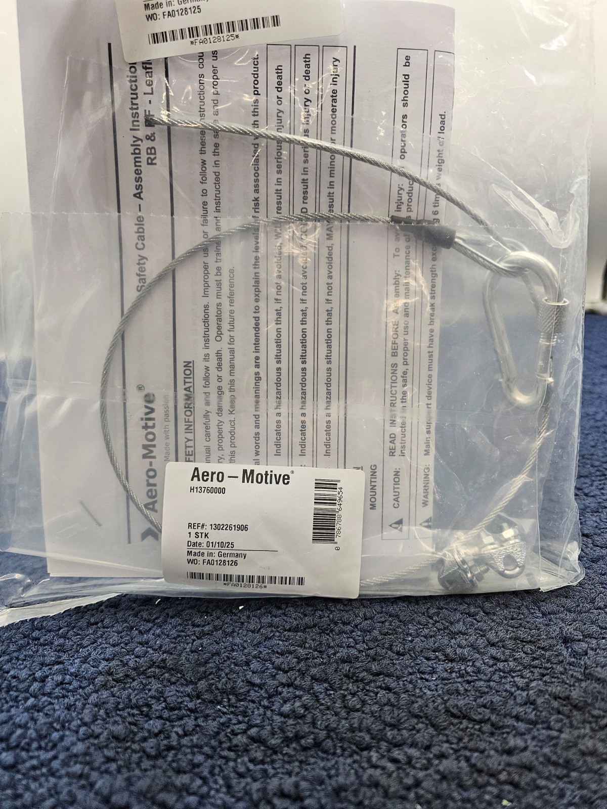 Aero-Motive 1301790327 Secondary Support Wire For RF/BF Balancers & Torque Reels