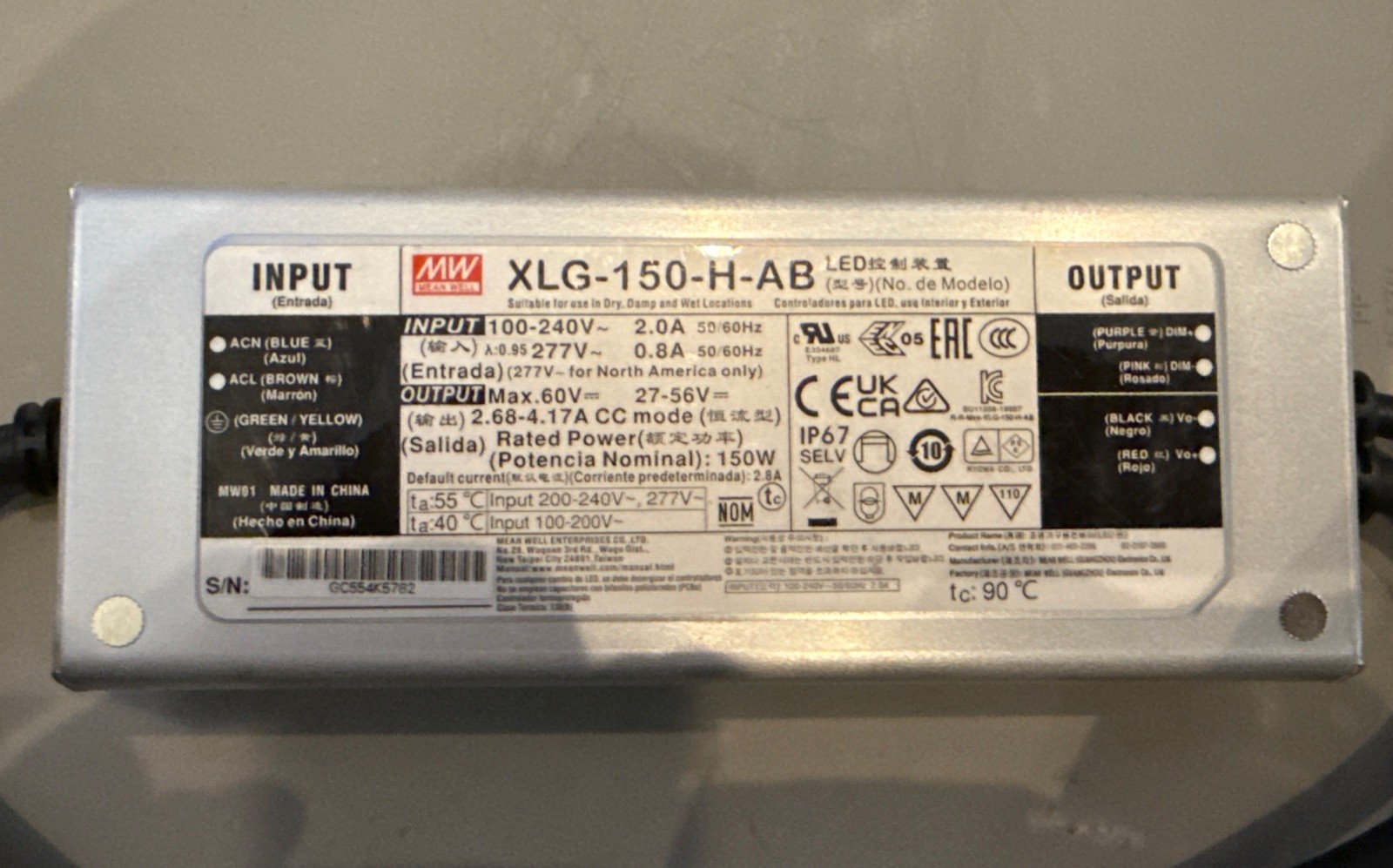 Mean Well XLG-150-M-AB Constant Power Mode LED Driver – 0.7 to 2.1A – Current…