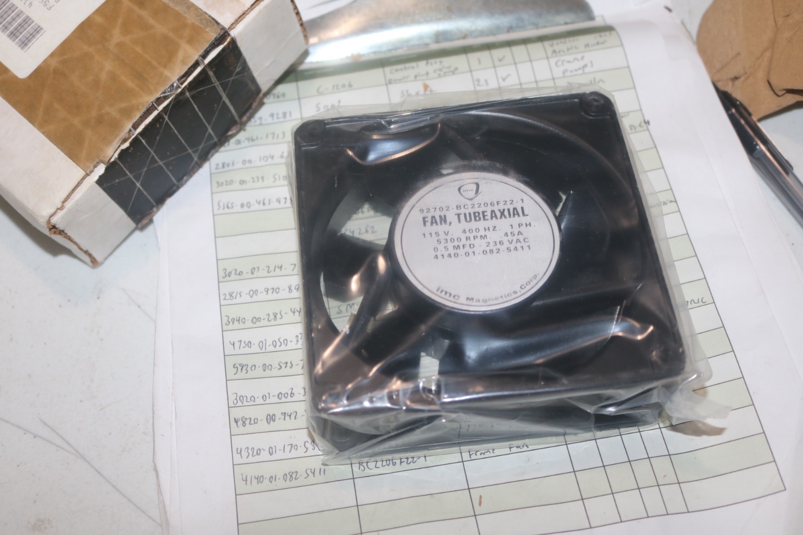 NOS Boxer super frame fan PN BC2206F22-1 4140-01-082-5411 115 V 400 hz 5300 RPM