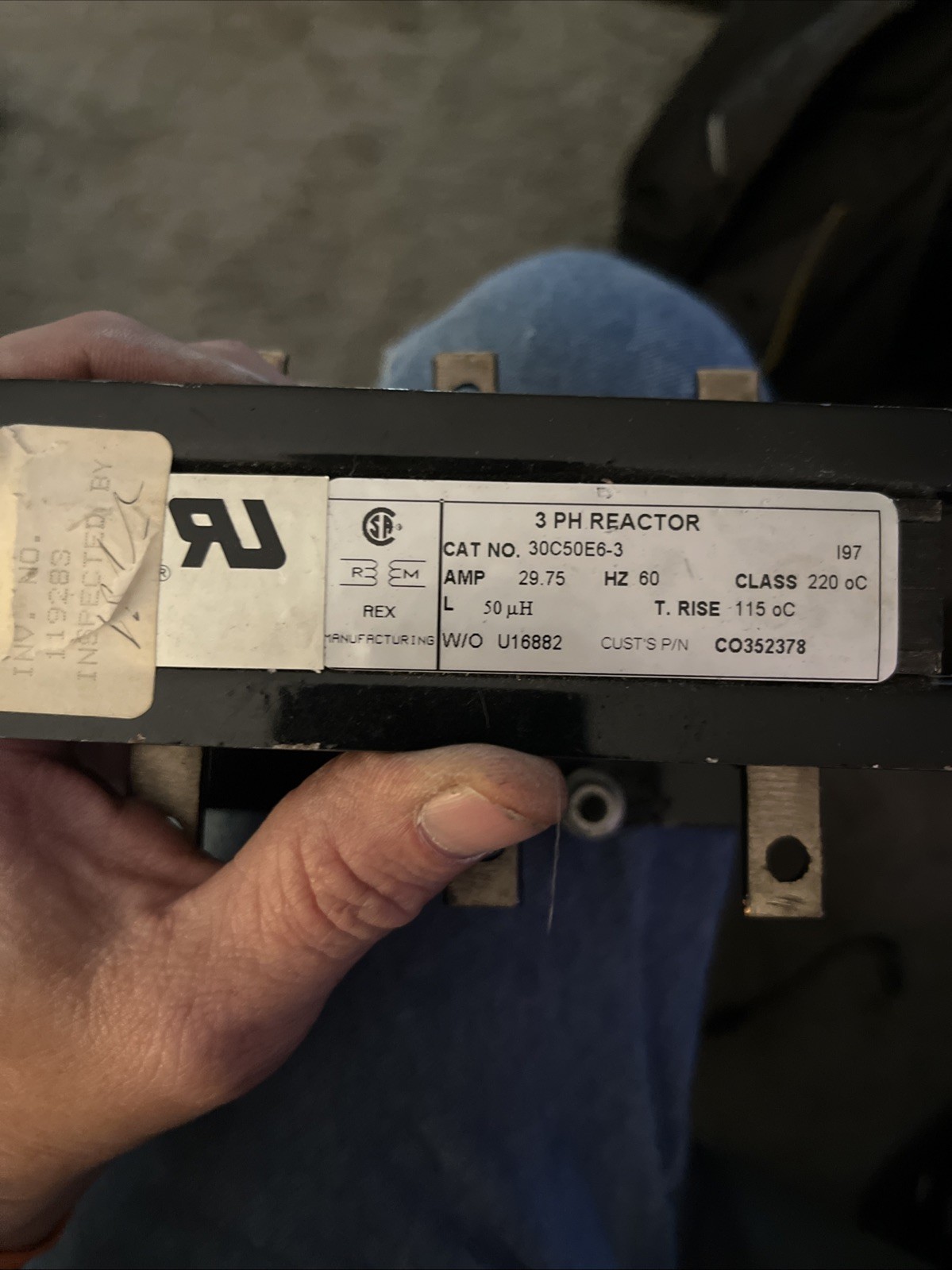 Rex 3-Phase Reactor 30C50E6-3, CO352378, 29.75A, 60Hz, Class H