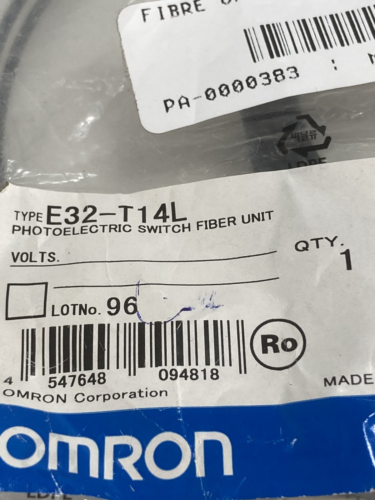 OMRON E32-T14L PHOTOELECTRIC SWITCH FIBER UNIT 2M CABLE NIB