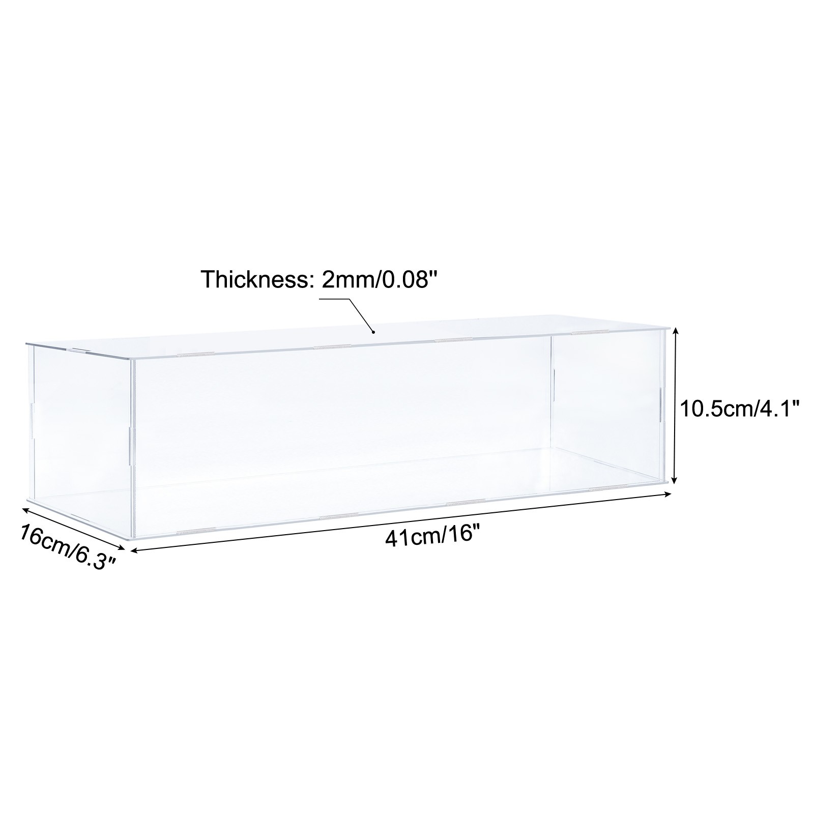 Acrylic Display Case Plastic Box Cube Storage Box Transparent 41x16x10.5cm