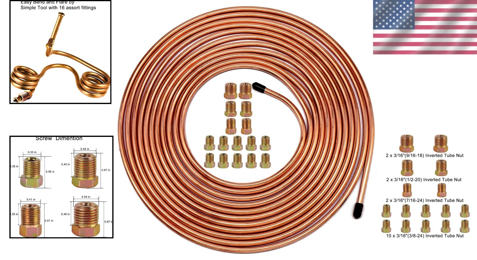 Upgraded Brake Line Tubing Kit – 25 Ft. of 3/16 Copper Coated Flexible Tube, …