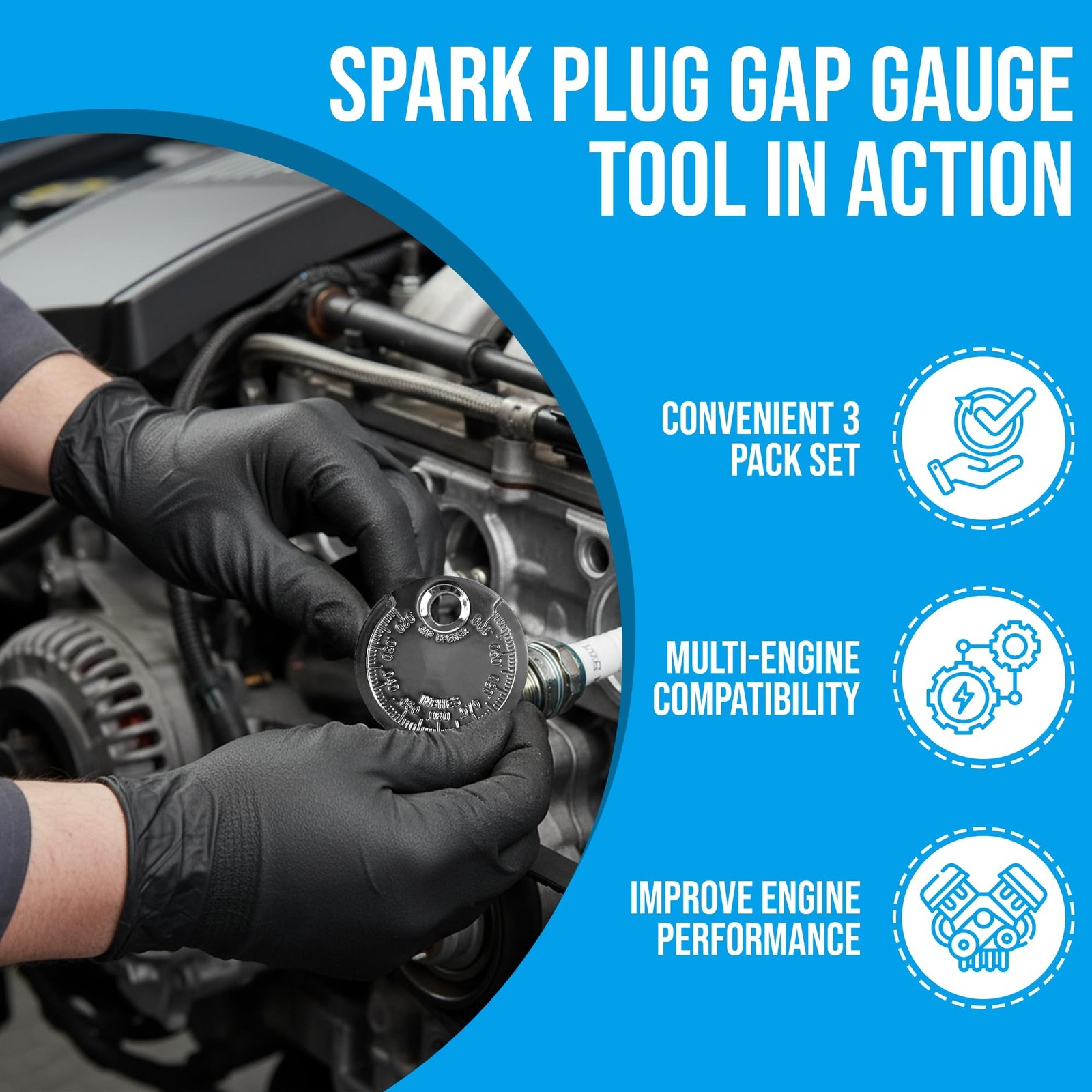 Harrier Hardware 3-Pack Spark Plug Gap Gauge Tool – Coin-Style Gapper with SA…