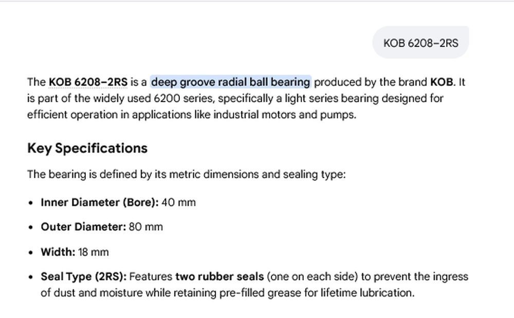 1 NEW KOB 6208 – 2RS RADIAL DEEP GROOVE BALL BEARING NNB ***MAKE OFFER***