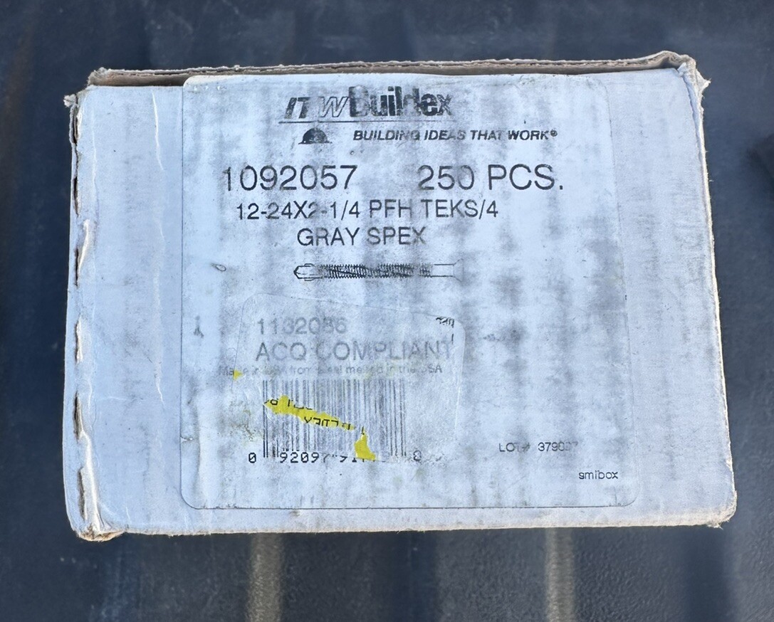 ITW BUILDEX 1092057 12-24 X 2-1/4″ TEKS/4 FLAT HEAD PHILIPS SELF DRILLING SCREW