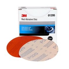 3M Hookit Red Abrasive Disc, 01295, 5 in, 320+ Grit No Hole, Pack of 50 for