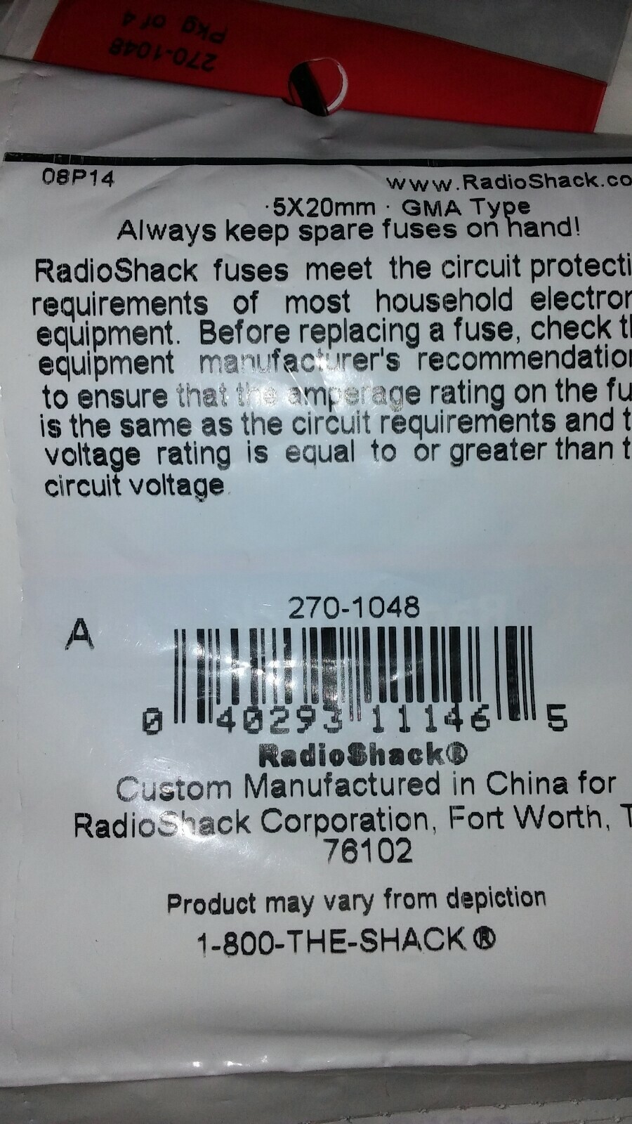Lot of 2 Packs of 4 Radio Shack 270-1048 3/4 Amp Gma Fuses 250V Fast Blo 8 fuses