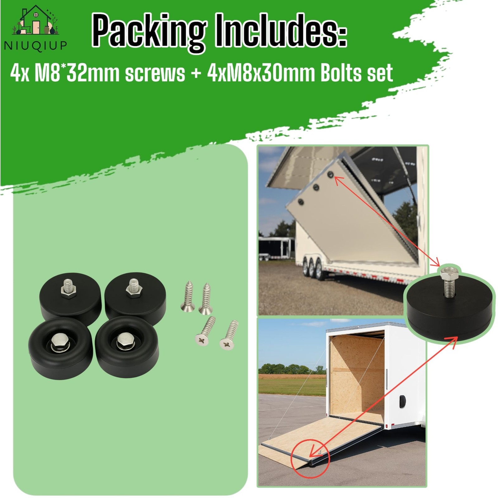 4 Pack 2.5″ Heavy Duty Rubber Bumpers for Trailer Ramp Doors & Truck Cargo – …