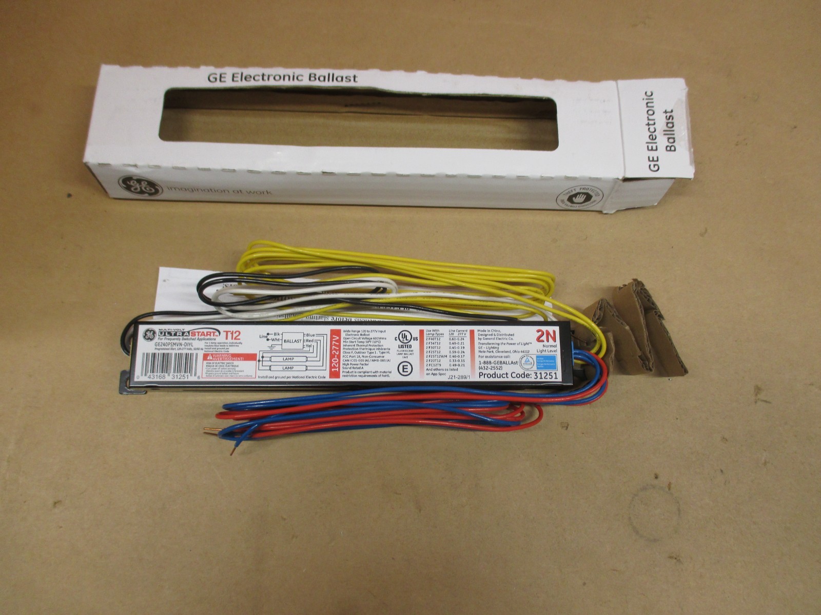 GE240PSMVN-DIYL GE MULTI-VOLT ULTRA START BALLAST T12 120-277V NEW