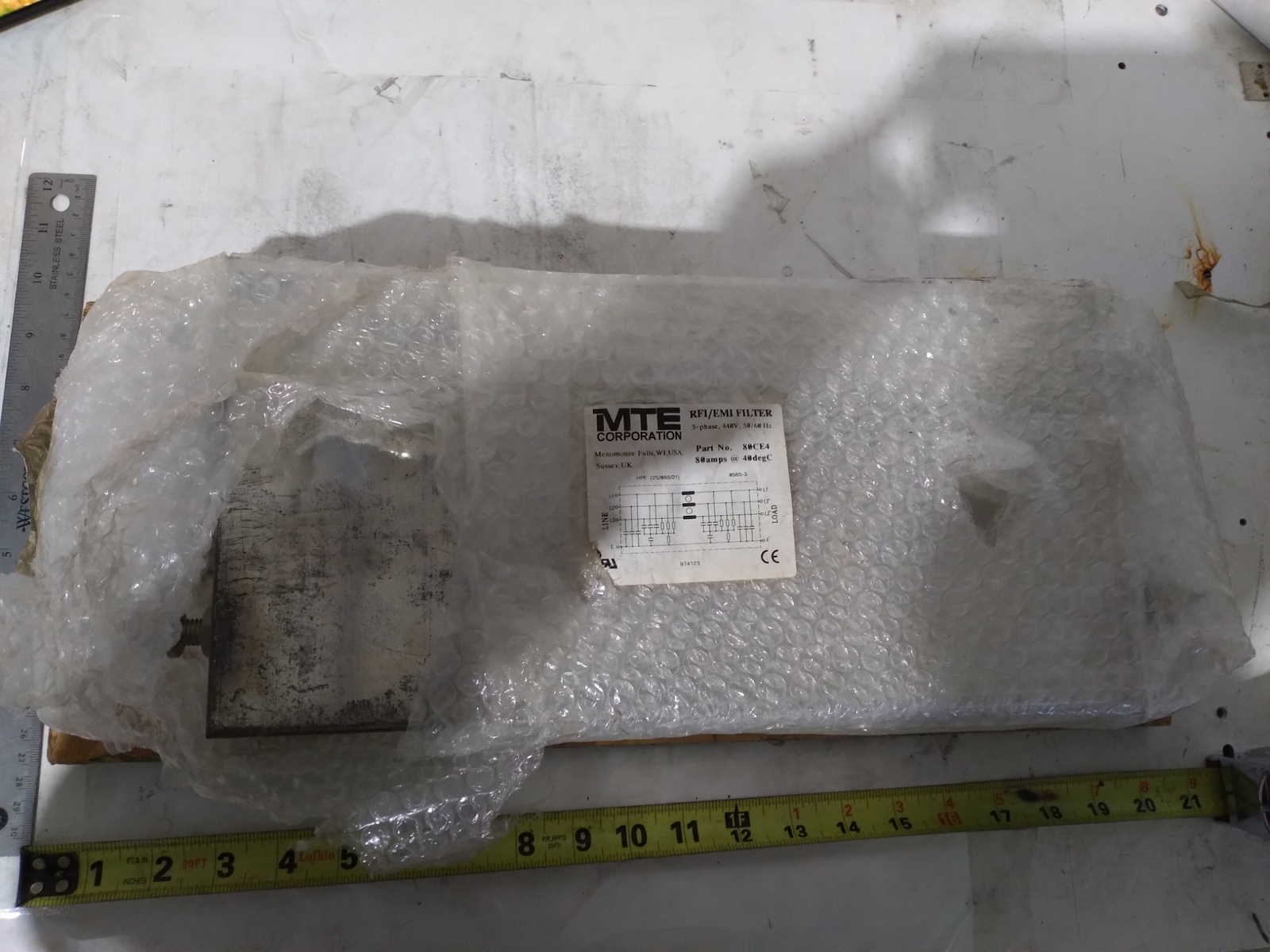 MTE CORPORATION 80CE4 80AMPS RFI/EMI FILTER 3PHASE 440V 50/60HZ