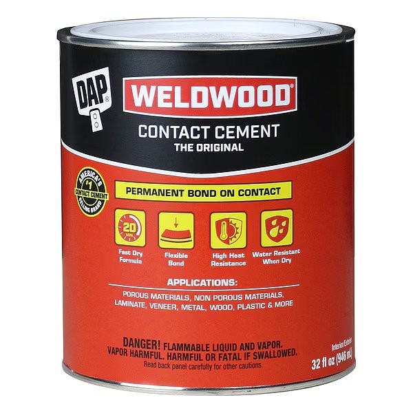 Dap Contact Cement, Weldwood, 1 qt, Can,