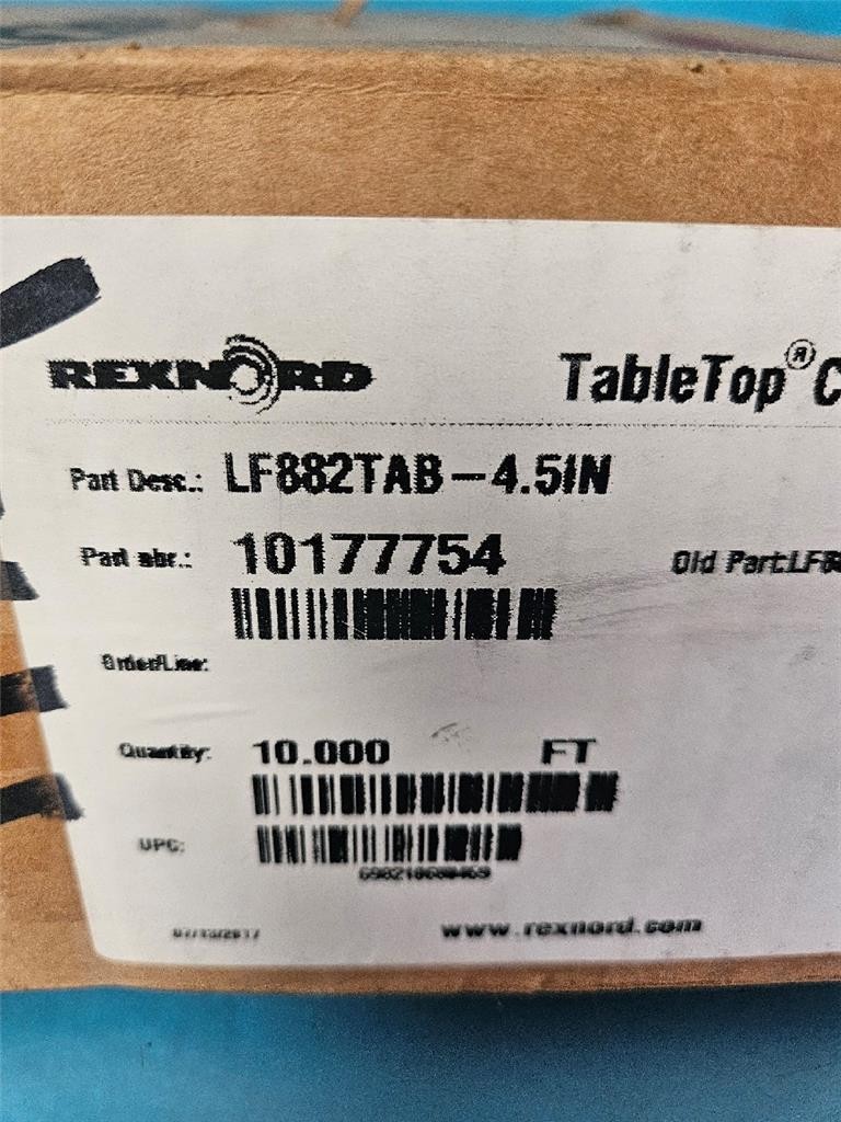 NEW 10′ REXNORD TABLE TOP CHAIN 4.5″ WIDE 1.5″ PITCH LF882TAB-4.5IN 10177754