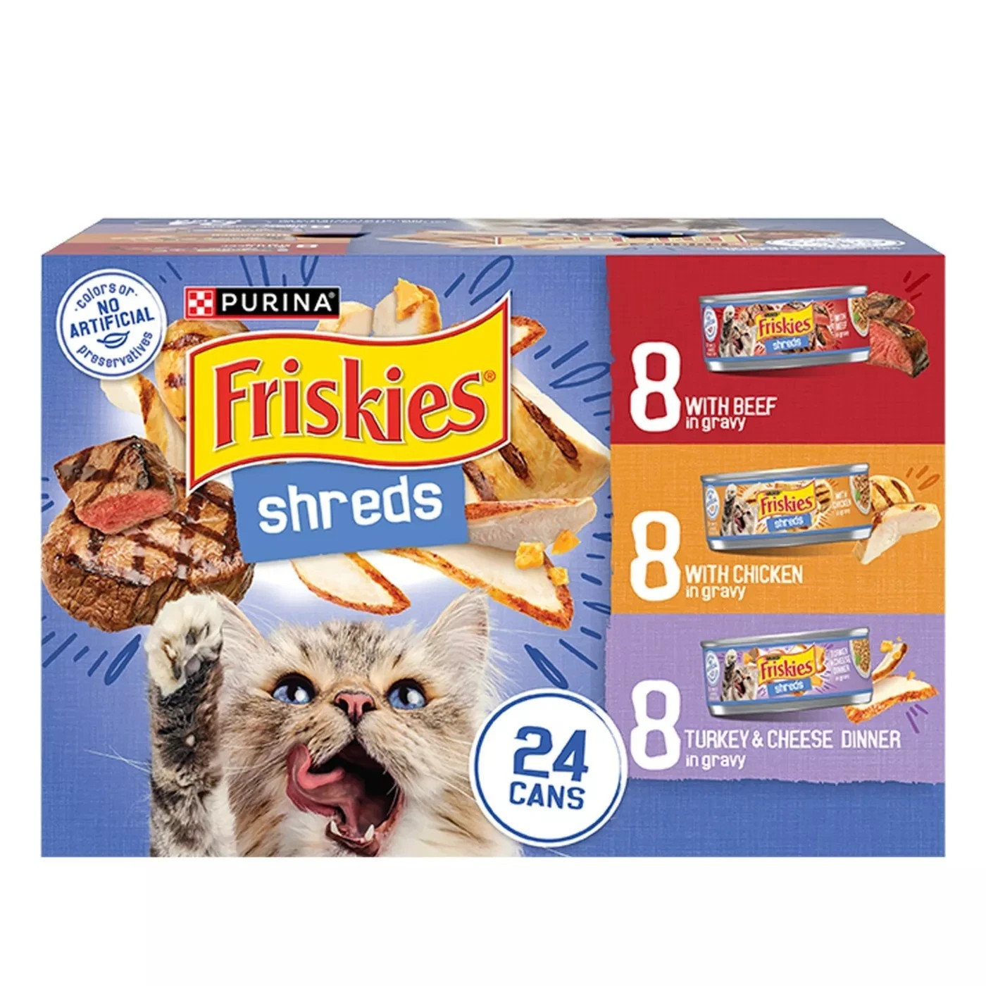 Friskies® Shreds Adult Cat Wet Food – Variety Pack, 5.5 Oz (4 Pack = 96 Cans)