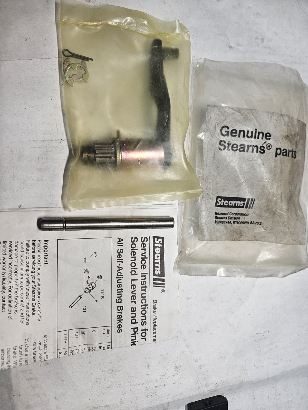 STEARNS Solenoid Lever and Pinion Kit – 8-078-947-03 New old stock