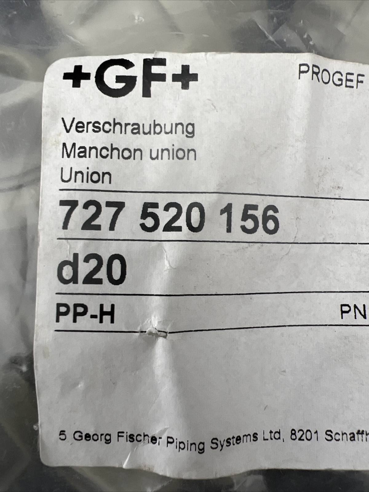 George Fischer 727.520.156 1/2″ PP Viton FPM Pipe Union Socket-Fusion 20MM New