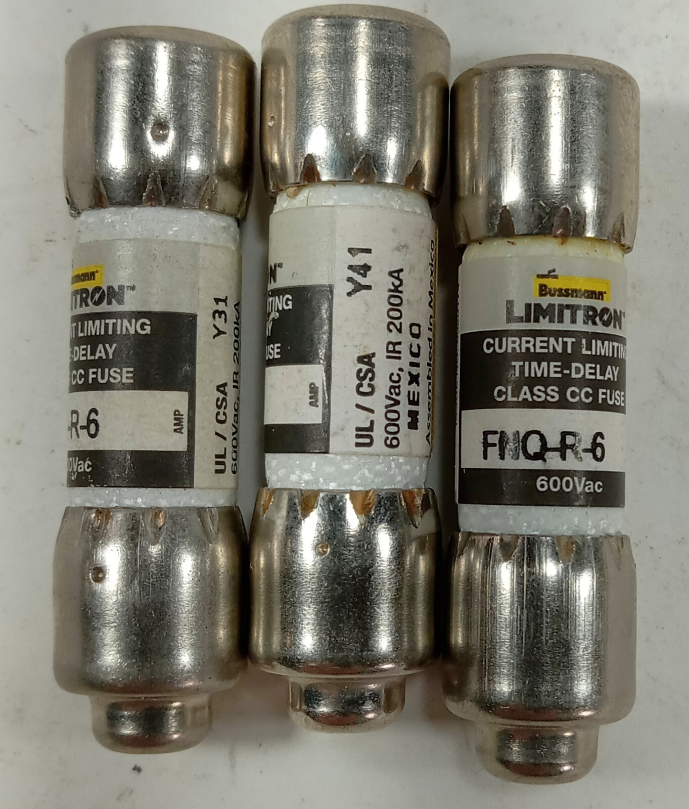 3 USED COOPER BUSSMANN FNQ-R-6 LIMITRON TIME DELAY FUSES ***MAKE OFFER***