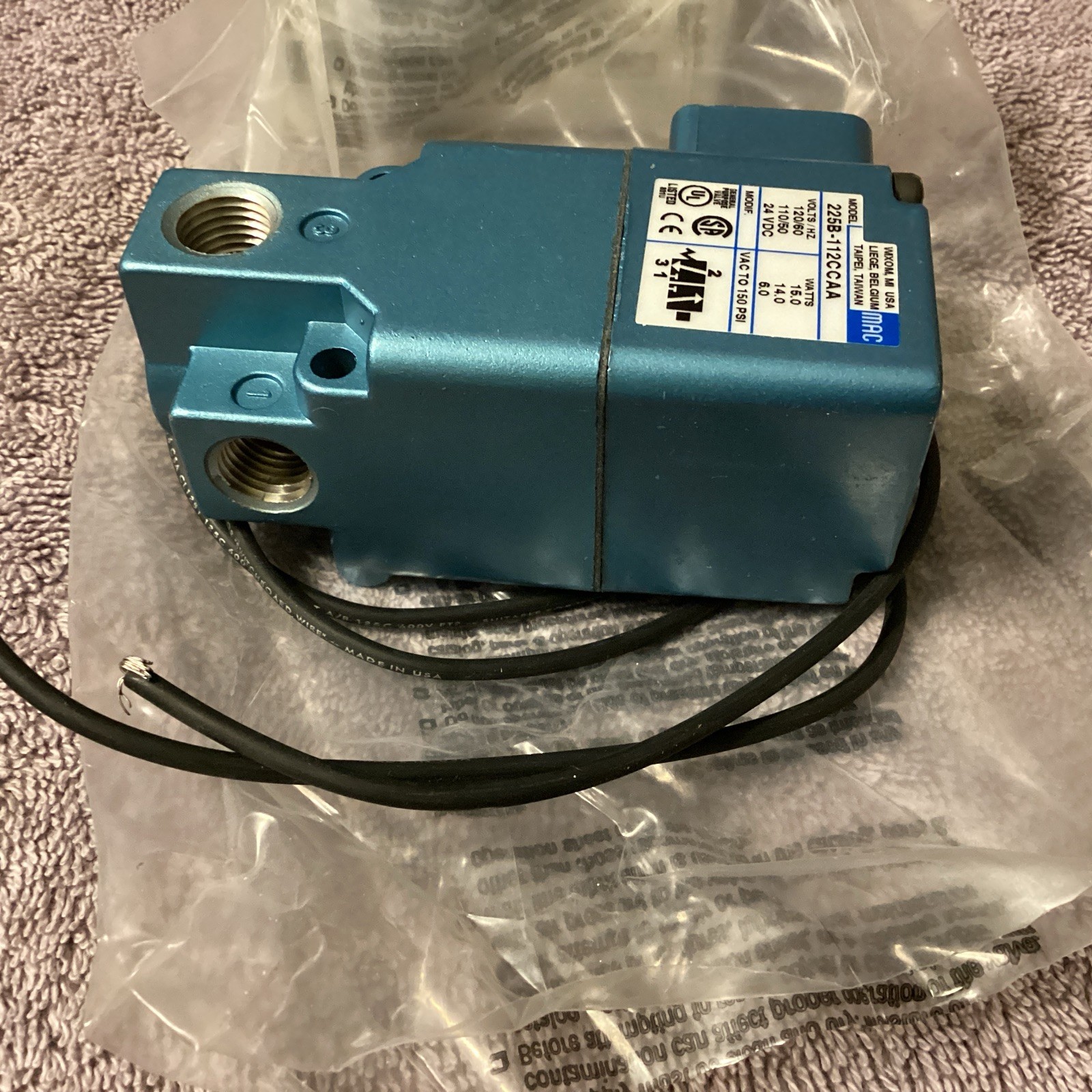 MAC VALVE…225B-112CC AA…SOLENOID VALVE….NEW
