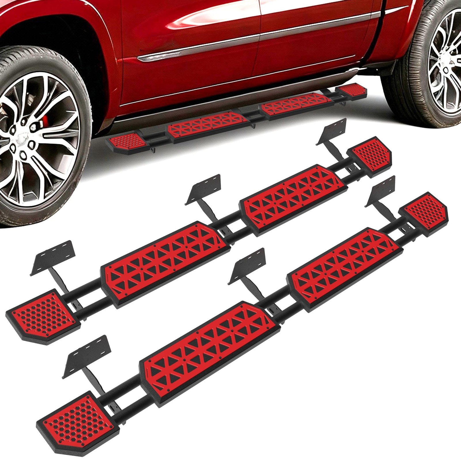 Red Running Boards Fit for Dodge Ram 1500 2019-2025 2026 New Body Side Steps …