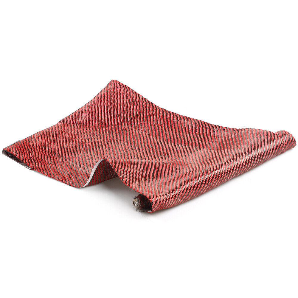 12″ x 5FT Twill Weave Carbon Fiber Fabric Cloth Black Red (3K, 9.1oz, 59″ x 12″)