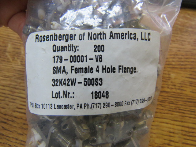 ROSENBERGER 32K42W-500S3 Qty of 5 per Lot SMA, FEMALE; 4 HOLE FLANGE